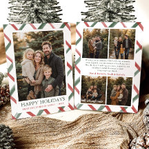 Photo de famille de Noël aux rayures rouges et ver