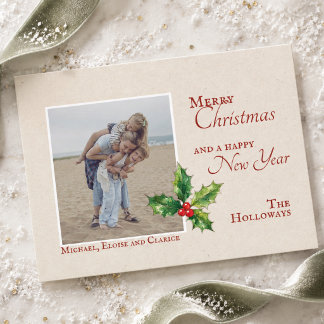 Cartes Pour Fêtes Annuelles Photo de famille de Noël minimaliste vintage