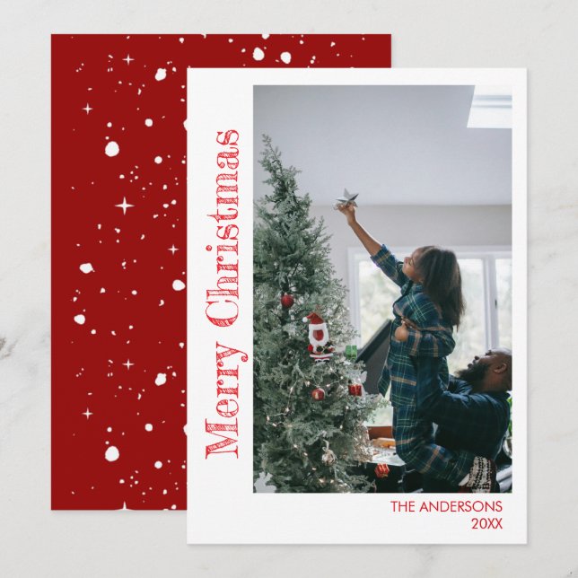 Cartes Pour Fêtes Annuelles Photo de famille de Noël moderne et élégant (Devant / Derrière)