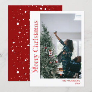 Cartes Pour Fêtes Annuelles Photo de famille de Noël moderne et élégant