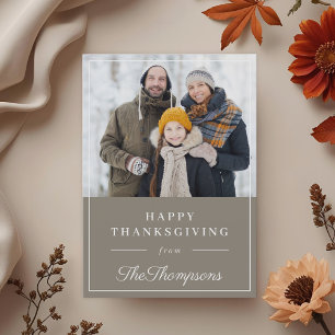Cartes Pour Fêtes Annuelles Photo de famille du Bon thanksgiving gris d'automn