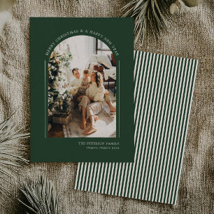 Cartes Pour Fêtes Annuelles Photo de famille élégant et vert de Noël moderne