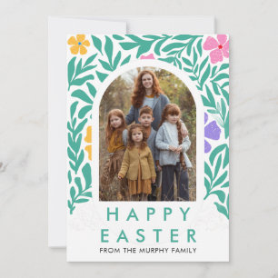 Cartes Pour Fêtes Annuelles Photo de famille élégante et colorée de Pâques ave