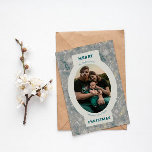 Cartes Pour Fêtes Annuelles Photo de famille en gribouillis gris
