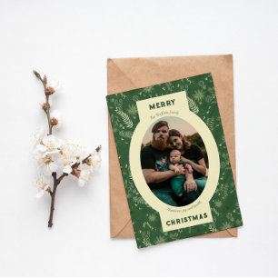 Cartes Pour Fêtes Annuelles Photo de famille en gribouillis vert