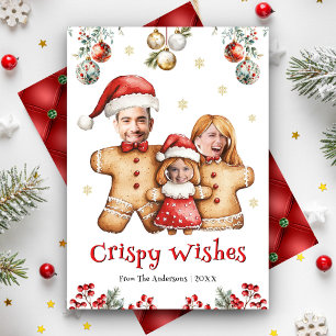 Cartes Pour Fêtes Annuelles Photo de famille en pain d'épices drôle pour Noël