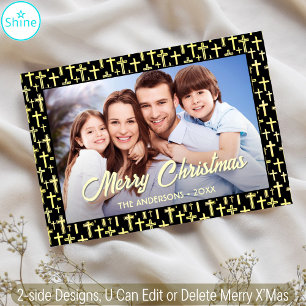 Cartes Pour Fêtes Annuelles Photo de famille Holly Cross Noël Bible religieuse
