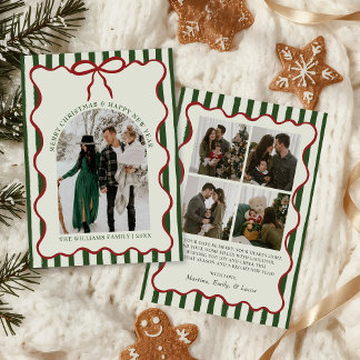Cartes Pour Fêtes Annuelles Photo de famille joyeux Noël avec un nœud fantaisi