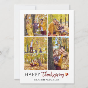 Cartes Pour Fêtes Annuelles Photo de famille moderne de Thanksgiving heureux F