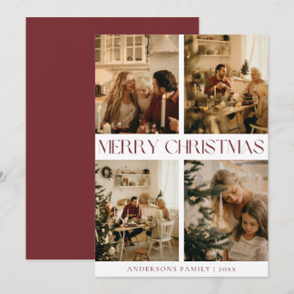 Cartes Pour Fêtes Annuelles Photo de famille moderne élégante Rouge Noël minim