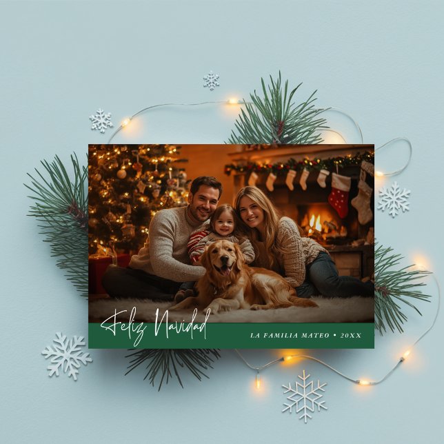 Cartes Pour Fêtes Annuelles Photo de famille moderne Feliz Navidad Christmas G (Créateur téléchargé)