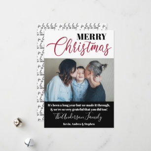Cartes Pour Fêtes Annuelles Photo de famille moderne noir et blanc Noël 2020