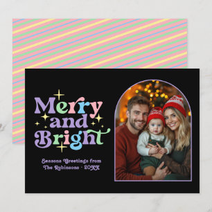 Cartes Pour Fêtes Annuelles Photo de famille moderne rétro de Noël aux couleur