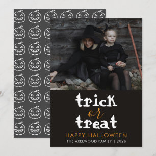 Cartes Pour Fêtes Annuelles Photo de famille moderne Trick or Treat Joyeux Hal
