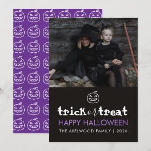 Cartes Pour Fêtes Annuelles Photo de famille moderne Trick or Treat Joyeux Hal