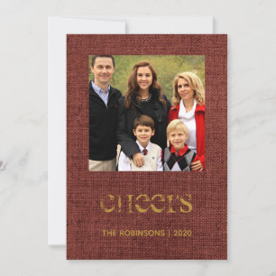Cartes Pour Fêtes Annuelles Photo de famille Noël avec houx et lierre sur toil