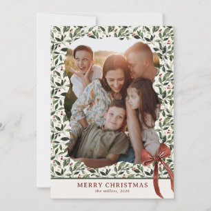 Cartes Pour Fêtes Annuelles Photo de famille Noël Cadre botanique