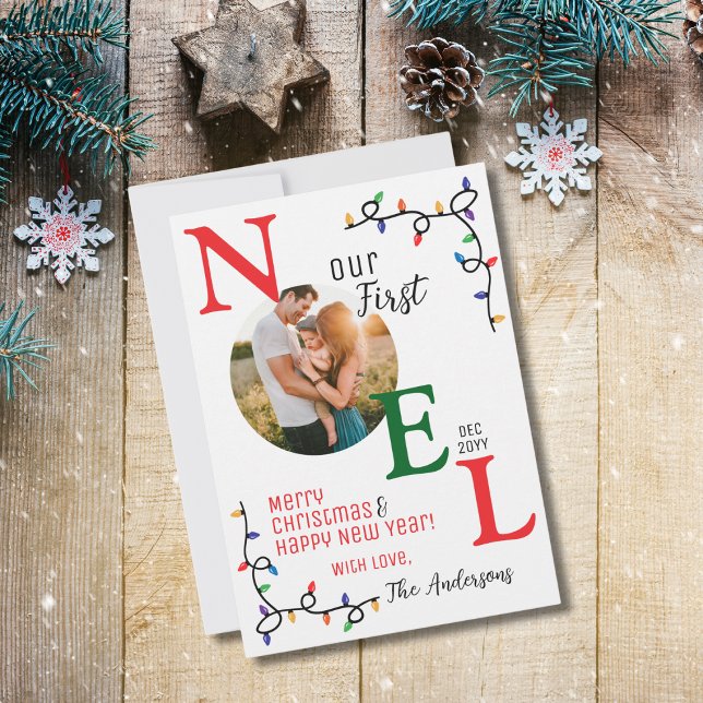 Cartes Pour Fêtes Annuelles Photo de famille Noël Premier Noel (Créateur téléchargé)