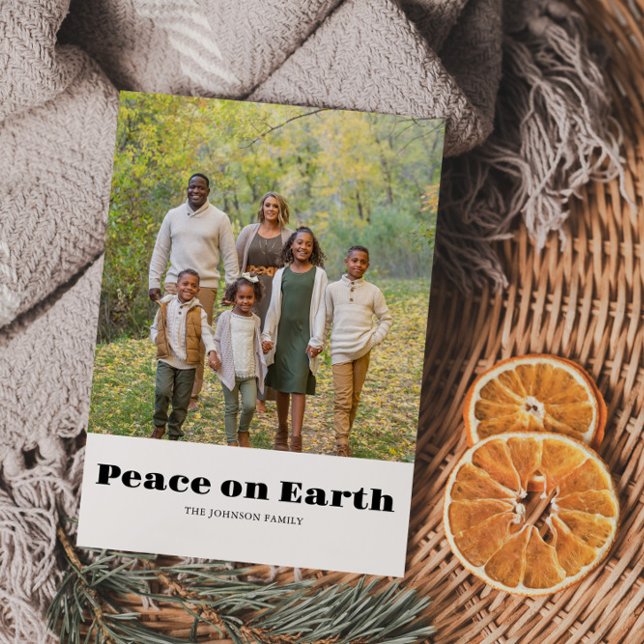 Cartes Pour Fêtes Annuelles Photo de famille Paix sur Terre Joyeux Noël (Créateur téléchargé)