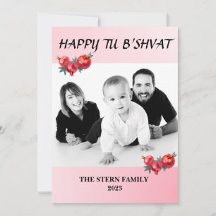Cartes Pour Fêtes Annuelles Photo de famille personnalisé Joyeux Tou Bichvat