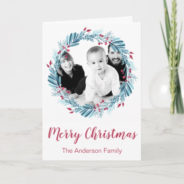 Cartes Pour Fêtes Annuelles Photo de famille personnalisée Joyeux Noël (Devant)