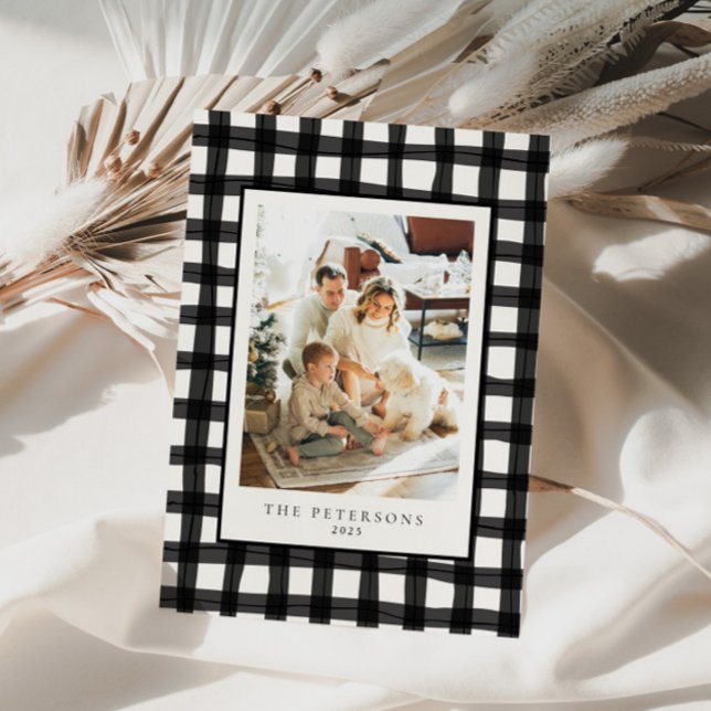Cartes Pour Fêtes Annuelles Photo de famille retro moderne noir (Créateur téléchargé)