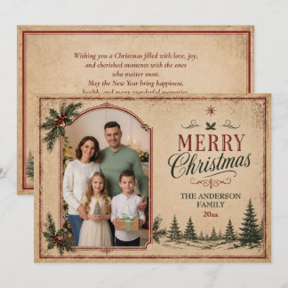Cartes Pour Fêtes Annuelles Photo de famille rustique vintage Joyeux Noël