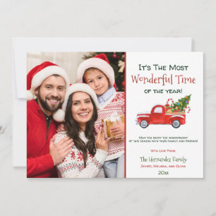 Cartes Pour Fêtes Annuelles Photo de famille Temps Merveilleux Camion de Noël 