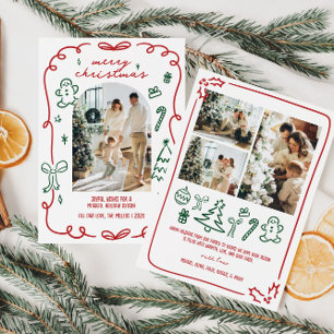 Cartes Pour Fêtes Annuelles Photo de famille tirée à la main