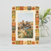 Photo de famille vintage de Thanksgiving en patchw