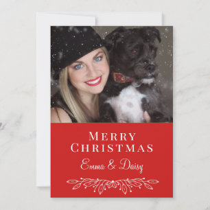 Cartes Pour Fêtes Annuelles Photo de femme et de chien pour les fêtes de Noël