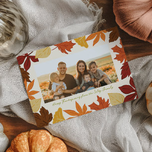 Cartes Pour Fêtes Annuelles Photo de feuilles tombantes Bonne Action de grâce