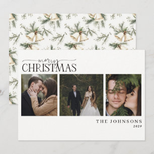 Cartes Pour Fêtes Annuelles Photo de jeunes mariés aux cloches de Noël élégant
