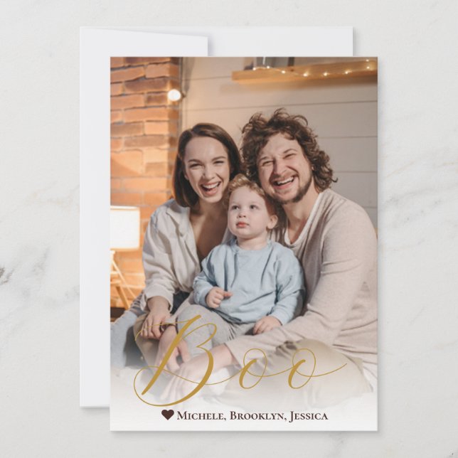 Cartes Pour Fêtes Annuelles Photo de Joyeux Halloween avec un Boo écrit à la m (Devant)
