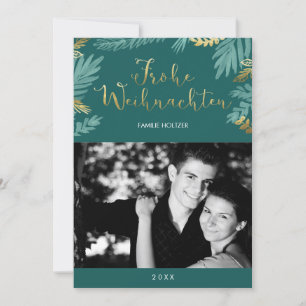 Cartes Pour Fêtes Annuelles Photo de Joyeux Noël aux feuilles dorées et vertes