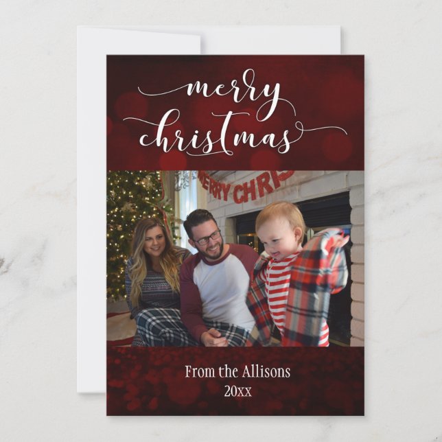 Cartes Pour Fêtes Annuelles Photo de Joyeux Noël avec l'arrière - plan rouge (Devant)
