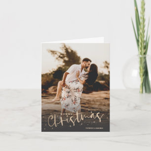 Cartes Pour Fêtes Annuelles Photo de Joyeux Noël en écriture dorée