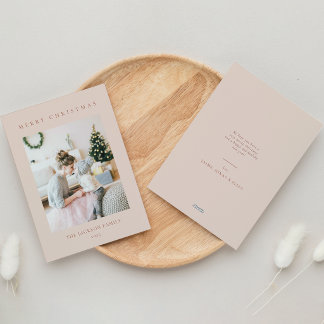 Cartes Pour Fêtes Annuelles Photo de Joyeux Noël Minimaliste Brun Rougeâtre Ch
