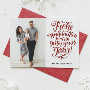 Cartes Pour Fêtes Annuelles Photo de la calligraphie de Red Frohe Weihnachten