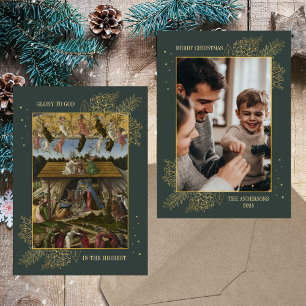 Cartes Pour Fêtes Annuelles Photo de la famille de Noël catholique