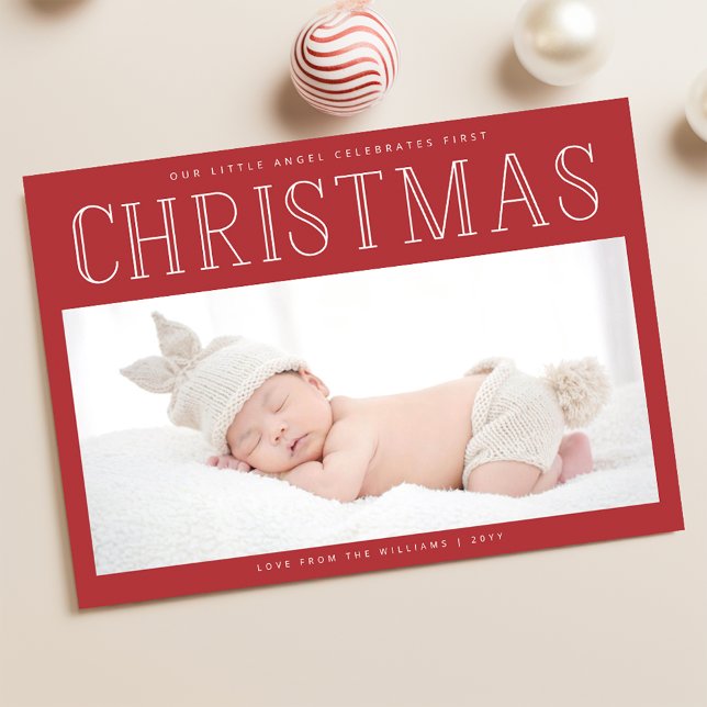 Cartes Pour Fêtes Annuelles Photo de la première Noël de bébé Annonce de naiss (Créateur téléchargé)