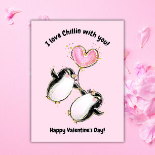 Cartes Pour Fêtes Annuelles Photo de la Saint-Valentin avec pingouin