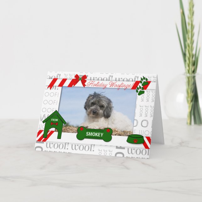 Cartes Pour Fêtes Annuelles Photo de l'animal de compagnie Dog Holiday Woofing (Devant)