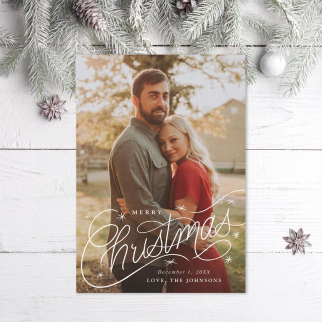 Cartes Pour Fêtes Annuelles Photo de lettrage manuel Joyeux Noël (Créateur téléchargé)