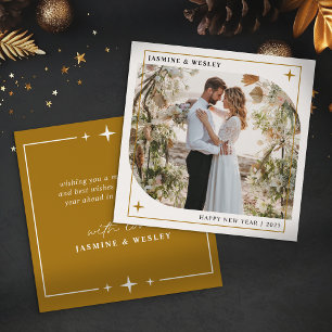 Cartes Pour Fêtes Annuelles Photo de mariage de Noël minimaliste en or
