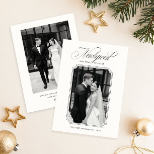 Cartes Pour Fêtes Annuelles Photo de mariage noir et blanc moderne pour Noël