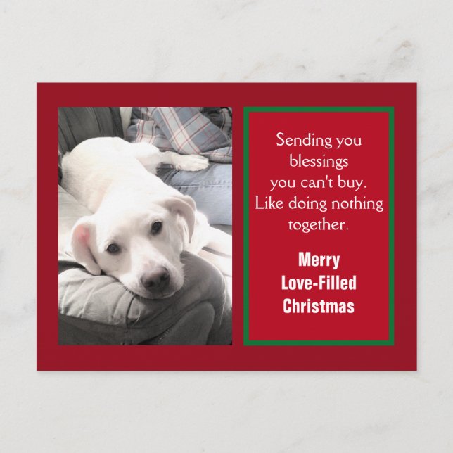 Cartes Pour Fêtes Annuelles Photo de mignon Chien avec papa Red Christmas (Devant)