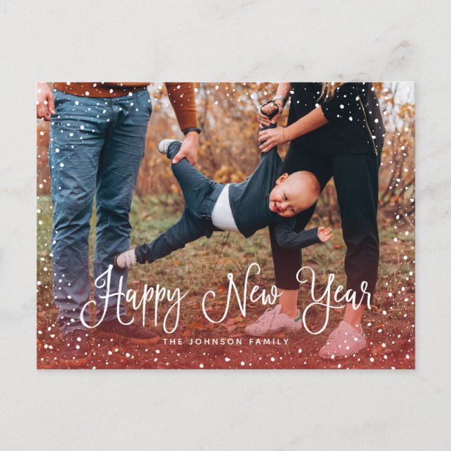 Cartes Pour Fêtes Annuelles Photo de Modern Snow Script 2 (Devant)