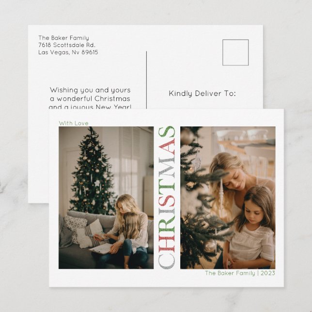 Cartes Pour Fêtes Annuelles Photo de Noël (Devant / Derrière)