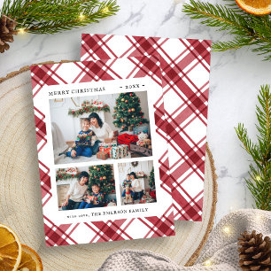 Cartes Pour Fêtes Annuelles Photo de Noël à carreaux rouges